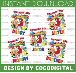 Personalized Cocomelon birthday Png, Cocomelon Birthday Png, Custom Personalize Birthday Family matching Png, Cocomelon