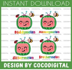 Birthday Family Watermelon Svg File, Daddymelon Mommymelon Birthday Boy Birthday Png File Download, Digital Print, Cocom