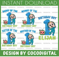 Personalized Coco melon birthday Svg Png, Customized Cocomelon Birthday Svg, Custom Personalize Birthday Family matching