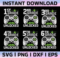 Level Unlocked Bundle Svg, Video Game Svg, Kindergarten 1st 2nd 3rd Grade Svg, Back To School Bundle Svg, First Day Of S
