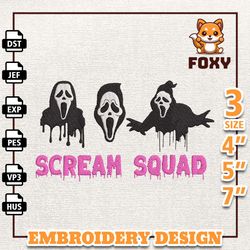Horror Characters Embroidery Design, Instant Download, Scream Squad Embroidery Design, Halloween Movie Embroidery Design