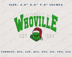 Whoville University Embroidery, Est 1957 Embroidery Files, Christmas Embroidery Designs, Merry Xmas Embroidery Designs,