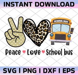 School Bus Driver sublimation design, Peace Love School Bus Leopard Sublimation Design, school bus driver PNG, Sublimati