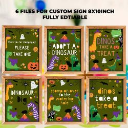 Dinosaur Halloween Birthday Party Sign, Halloween Dinosaur Custom Sign Canva Editable Instant Download
