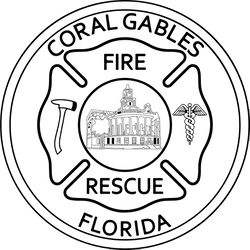 Coral Gables FL Fire Rescue Emblem vector file Black white vector outline or line art file