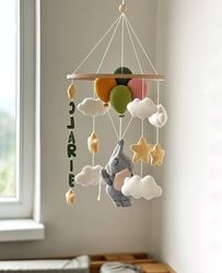 free shipping, customize baby mobile, personalized baby mobile, elephant baby mobile