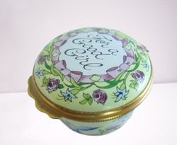 TIFFANY & CO Halcyon Days Enamels box For a Good Girl Rare Model Original pill box for table Vintage collector box ename