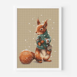 Squirrel Cross Stitch Pattern PDF, Animal Cross Stitch, Instant Download, Cute Bun Counted Cross Stitch, Embroidery