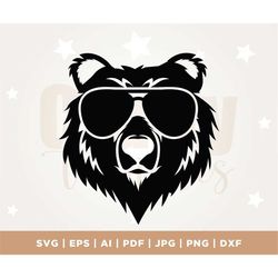 Bear In Sunglasses SVG, Bear SVG, Cool Bear Svg, Bear Cut Files, Bear Files for Cricut, Bear Clipart, Bear Png, Bear Dxf