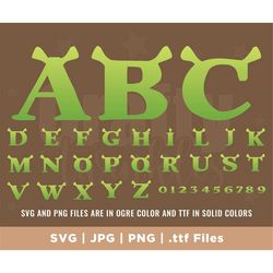 Shrek font, Shrek monogram svg, Shrek font TTF, Shrek SVG, Shrek font silhouette, Shrek cuttable font-ink, Shrek PNG, bi