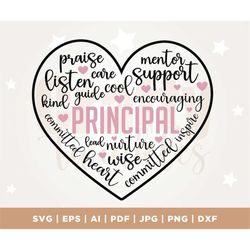 Principal svg, Teacher svg, Heart svg, SVG, PNG, EPS, Instant Download, Principal shirt svg, School svg, Cricut, Cut Fil