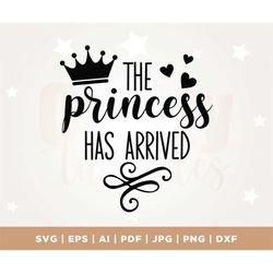 The princess has arrived SVG, gender reveal svg, pregnancy svg, Baby girls SVG, PNG Files, baby girl, saying, nursery, C