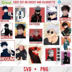 Jujutsu Kaisen Anime Graphics Bundle: Layered SVGs, Vectors, PNGs, Clipart, and DTG-Ready for Direct-to-Garment Printing