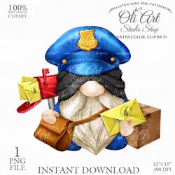 Postman Gnome Clip Art. PNG. Letter, Package. Gnome Images. Gnomes Graphics. Cute Gnome PNG. Gnome Digital Download