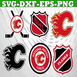 Bundle 6 Files Calgary Flames Hockey Team Svg, Calgary Flames svg, NHL Svg, NHL Svg, Png, Dxf, Eps, Instant Download