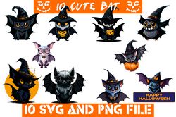 Halloween Bat 10 SVG and PNG Files Digital Download Sublimation
