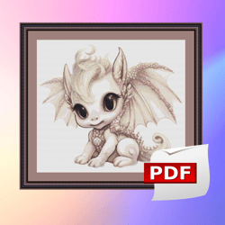 Watercolor Cute Dragon Counted Cross Stitch PDF Pattern, Cute Animals,Wedding Dragon,Hand Embroidery,Modern Cross Stitch