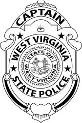 CAPTAIN STATE POLICE WEST VIRGINIA BADGE VECTOR FILE Black white vector outline or line art file