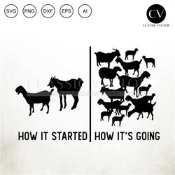 how it started how its going, goat svg, goat cutfile, goat cricut file, goat funny, goat silhouette, goat clipart, funny