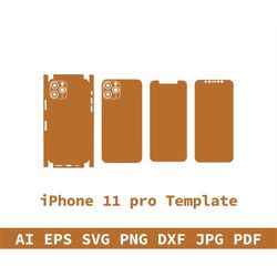 customize iphone 11 pro  template - dxf, svg, eps, ai, pilhouette, cricut formats, perfect for vinyl wrapping, cdf, appl