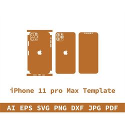 customize iphone 11 pro template - dxf,  svg, eps, ai, pdf, apple silhouette, cricut formats, perfect for vinyl wrapping