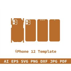 customize  iphone  12  template - dxf,  svg, eps, ai, pdf, apple silhouette, cricut formats, perfect  for vinyl wrapping