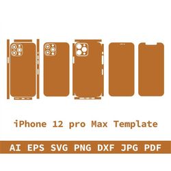 customize iphone 12 pro  template - dxf, svg, eps, ai, pdf, apple silhouette, cricut formats, perfect for vinyl wrapping