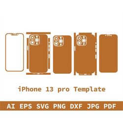 customize iphone 13 pro template - dxf, svg, eps, ai, pdf, apple silhouette, cricut formats, perfect for vinyl wrapping,