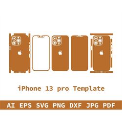 Customize iPhone 13 Pro Template - Dxf, Svg, EPS, AI, PDF, Apple Silhouette, Cricut Formats, Perfect for Vinyl Wrapping,