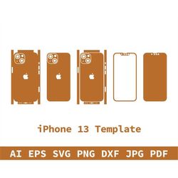 Customize iPhone 13 Skin Template - Dxf, Svg, EPS, AI, PDF, Apple Silhouette, Cricut Formats, Perfect for Vinyl Wrapping