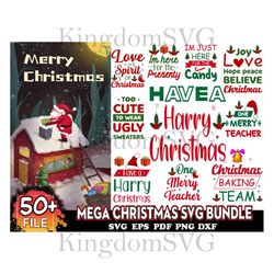 50 Designs Mega Christmas Svg Bundle, Christmas Svg, Xmas Svg, Merry Christmas Svg, Christmas Quotes Svg, Christmas Cut