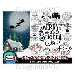 25 Design Christmas Round Sign Svg Bundle, Christmas Svg, Xmas Svg, Merry Christmas Svg, Instant download
