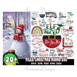 20 Files Christmas Round Svg, Christmas Svg, Round Christmas Svg, Santa Svg, Xmas Clipart, Merry Christmas