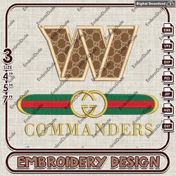 NFL Gucci Embroidery Design, NFL Machine Embroidery, Washington Commanders Embroidery Files, NFL Commanders Embroidery