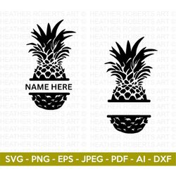 Pineapple Split Monogram Svg, Pineapple SVG, Pineapple, Fruit svg, Clipart, Pineapple Silhouette, Cut File for Cricut, S