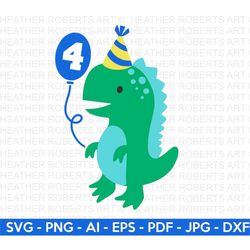 4th Dinosaur Birthday SVG, Cute Dinosaur SVG, T-Rex SVG, Dino svg, Little boy svg, boy shirt svg, Dinosaur birthday, Cut