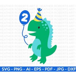 2nd Dinosaur Birthday SVG, Cute Dinosaur SVG, T-Rex SVG, Dino svg, Little boy svg, boy shirt svg, Dinosaur birthday, Cut
