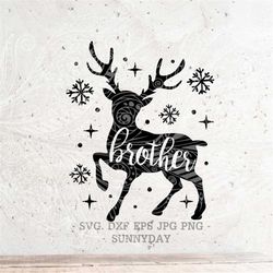 Brother Reindeer Svg,Family Matching Christmas Shirt,Christmas SVG File,DXF Silhouette Print Vinyl Cricut Cutting T shir