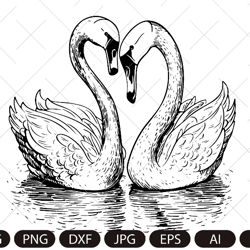 Two Swans SVG, Swan Cricut, Swan Svg Bundle, Swans Svg, Swan Monogram,Swan Silhouette, Swan Cricut File, Swan Cut File,