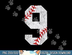 Number 9 Vintage 9th Birthday Baseball Lover 9 Years Old png, sublimation