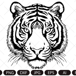 Tiger Head SVG Cricut, Wild Animal Face, Zoo Clipart, mascot logo Vector, DIGITAL Download , t shirt stencil, printable,