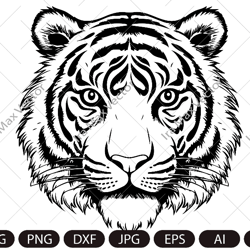Tiger SVG , Tiger head, Wild Animal Face, Zoo Clipart, mascot logo Vector, DIGITAL Download , tshirt stencil, printable,