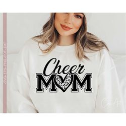 Cheer Mom Svg Png, Cheer Mama Svg, Leopard Heart Svg Cut File for Cricut, Mom Life Shirt Design, Silhouette Eps Dxf Pdf