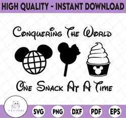 Conquering the World,ONe Bite at a Time, Mickey and Minnie svg, Walt Disney Quotes SVG, DXF,PNG, Clipart, Cricut, Quotes