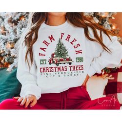 Farm Fresh Christmas Trees Png, Happy Holidays Png, Country Christmas Art, Rustic Christmas Image, Festive Tree Png Subl
