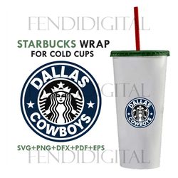 Dallas Cowboys Starbucks Wrap Svg, Sport Svg, Dallas Cowboys Svg, Cowboys Svg, Nfl Starbucks Svg, Cowboys Starbucks Wrap