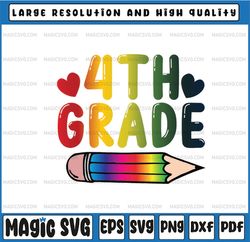 Back to school, 4th grade gradient , PNG file for sublimation, first day of school, printable, 4th grade printable