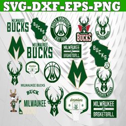 Bundle 27 Files Milwaukee Bucks Basketball Team SVG, Milwaukee Bucks svg, NBA Teams Svg, NBA Svg, Png, Dxf, Eps, Instant