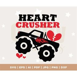 Heart Crusher svg, Kids, Funny, Cute, Monster Truck svg, eps, dxf, png Files for Cutting Machines Cameo Cricut, Valentin