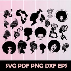 Afro Woman SVG, Afro Woman Clipart, Afro Woman DIgital Clipart, Afro Woman Png, Afro Woman Eps, Afro Woman Dxf, Afro Svg